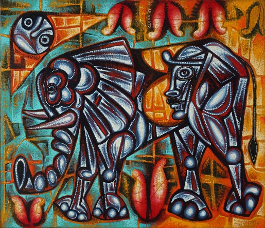 Elefantito - Painting by Carlos Luna, Cuban Artist